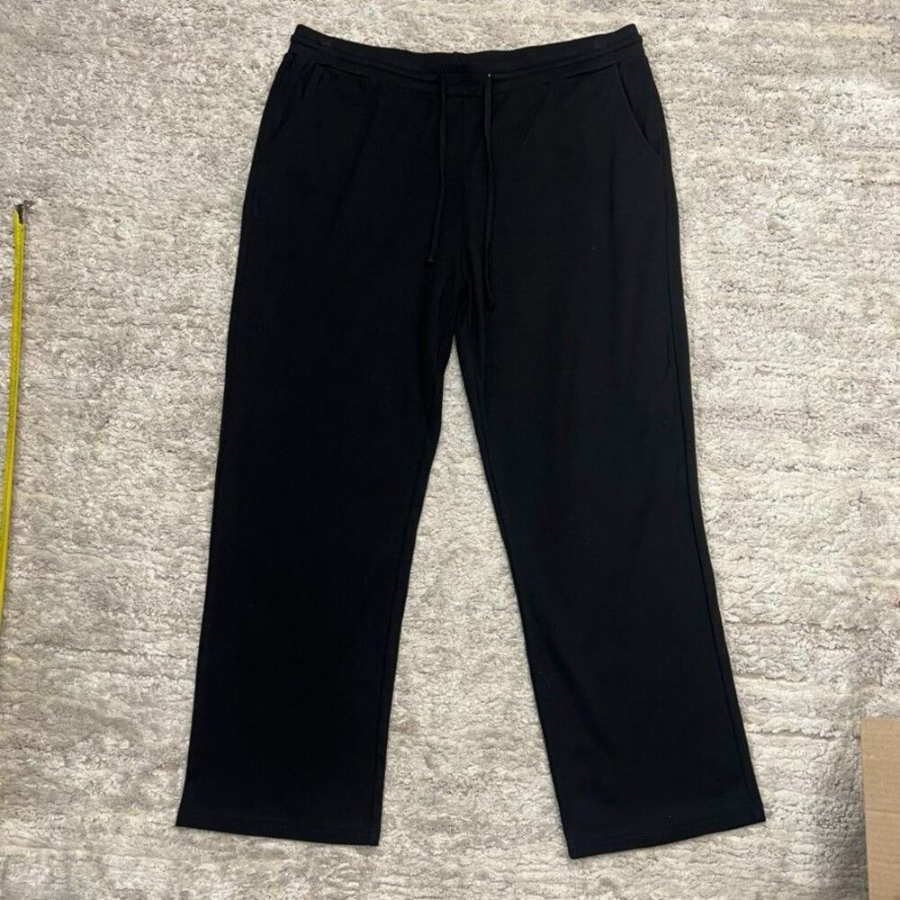 Weintee Drawstring Comfy Cotton Black Straight Leg Sweatpants Womens Size 2XL
